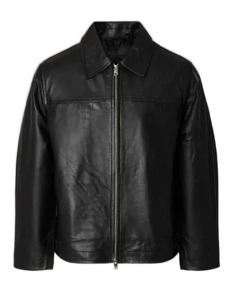 Selected Lucas zip-up leather jacket - Schwarz Schwarz