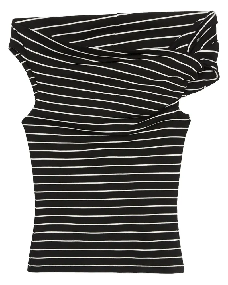 MSGM Gestreiftes Top - Schwarz Schwarz