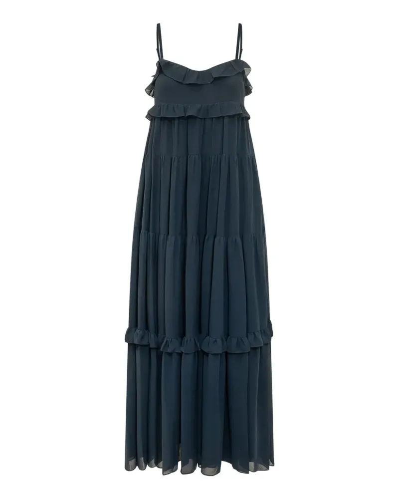 Michael Kors Ruffled Georgette tiered maxi dress - Blau Blau