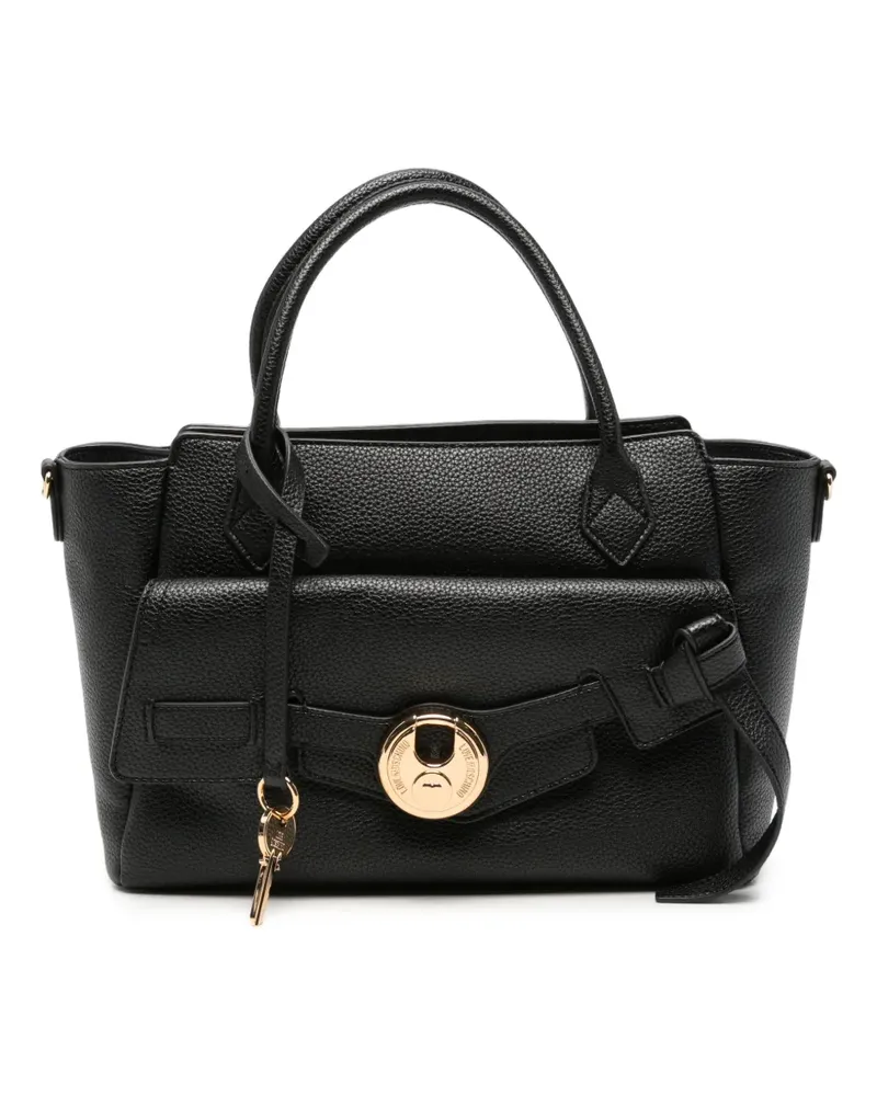 Moschino Tote Bag mit Logo-Schild - Schwarz Schwarz