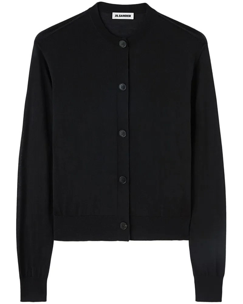Jil Sander Fein gestrickter Cardigan - Schwarz Schwarz