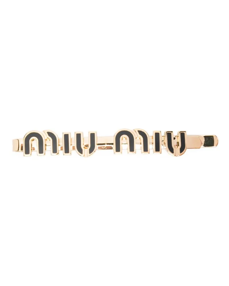Miu Miu Haarnadel mit Logo-Schild - Gold Gold