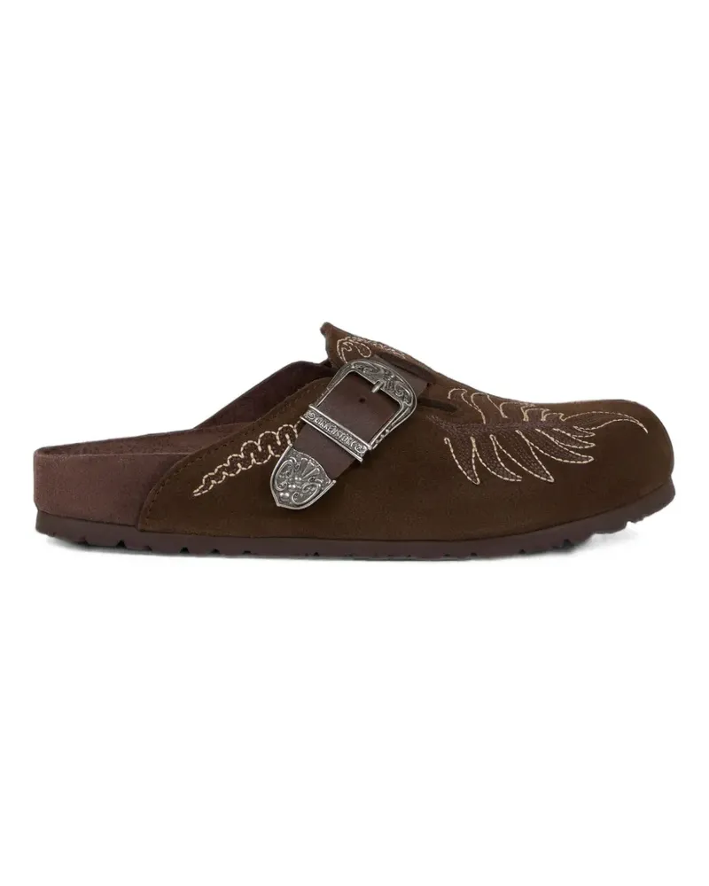 Etro x Birkenstock Boston Clogs aus Wildleder mit Stickerei - Braun Braun