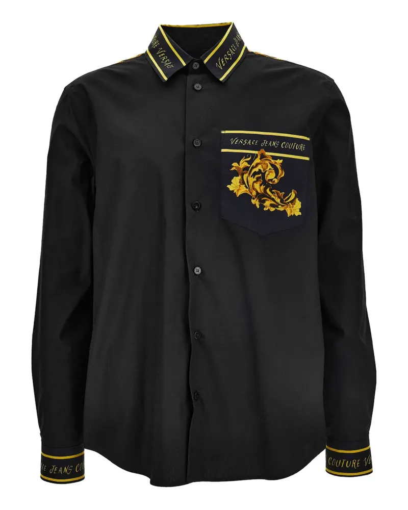 Versace Jeans Hemd mit barockem Print - Schwarz Schwarz