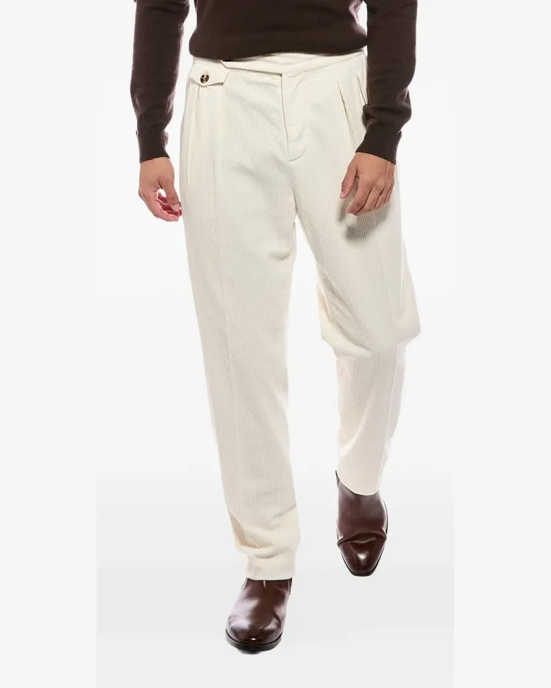 Brunello Cucinelli pleated corduroy trousers - Weiß Weiß