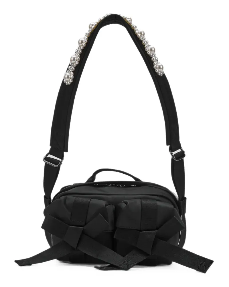 Simone Rocha Schultertasche mit Schleife und Kunstperlen - Schwarz Schwarz