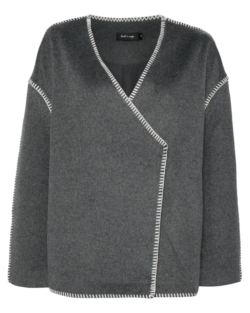 Tout a Coup Gewickelte Jacke mit Ziernähten - Grau Grau