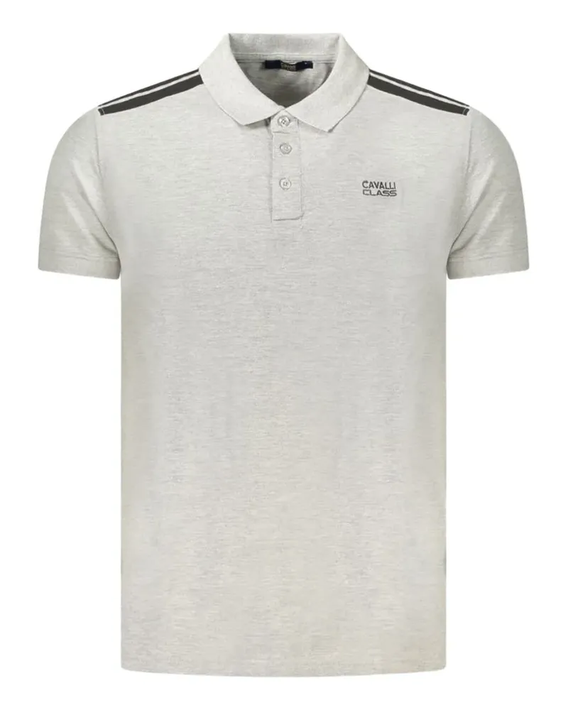 Roberto Cavalli stripe-detail logo-embroidered polo shirt - Grau Grau