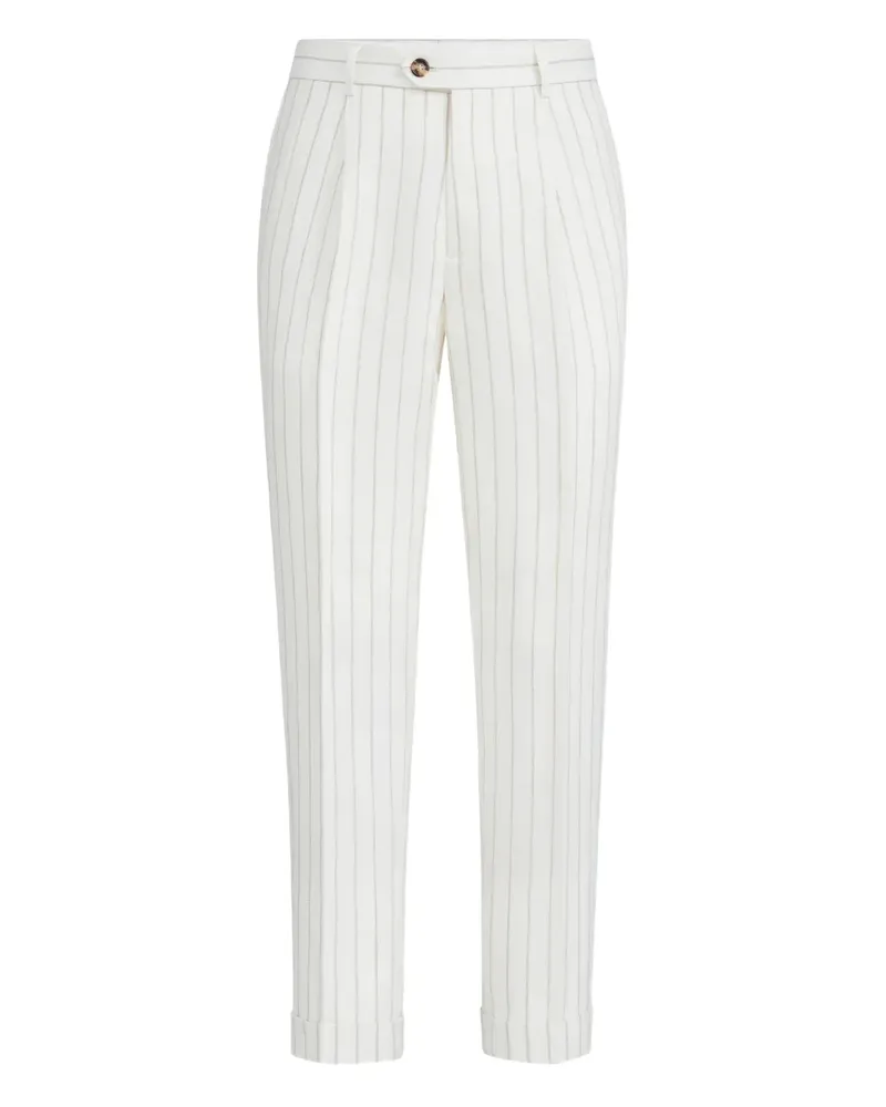 Brunello Cucinelli Gestreifte Hose mit Falten - Weiß Weiß