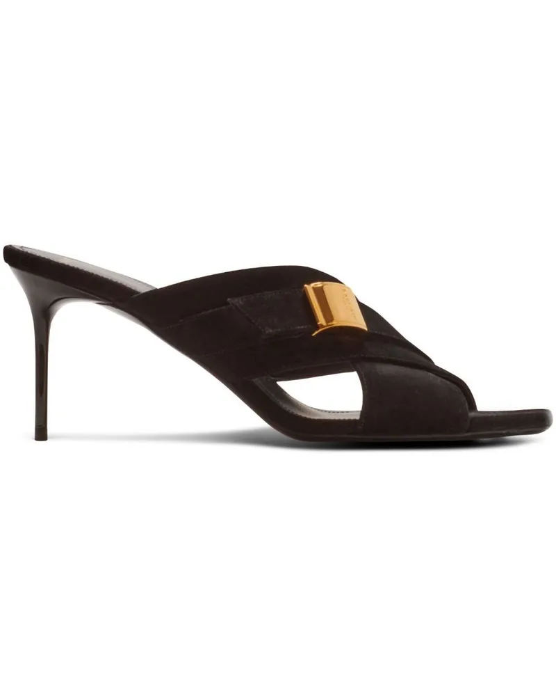Balmain Uma Mules 75mm - Schwarz Schwarz