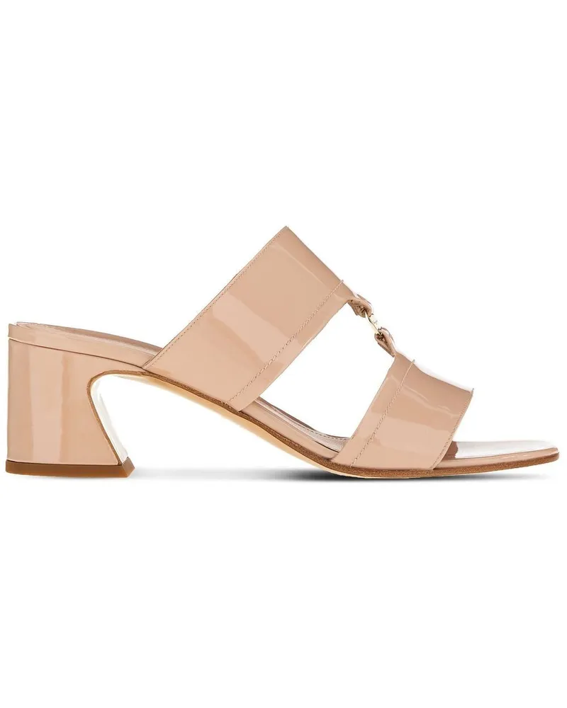 Ferragamo Pantoletten mit Vara-Ketten - Nude Nude