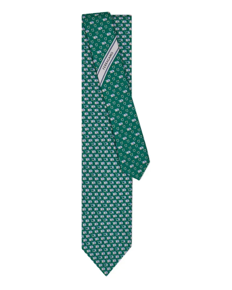 Ferragamo elephant-pattern silk tie - Grün Grün