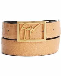 Giuseppe Zanotti crocodile-effect logo-buckle belt Nude