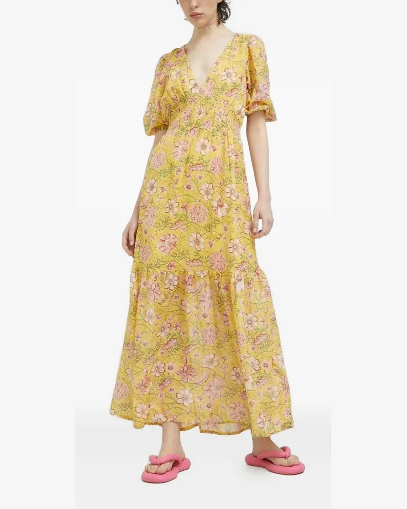 Billabong Gesmoktes Kleid mit Blumen-Print - Gelb Gelb