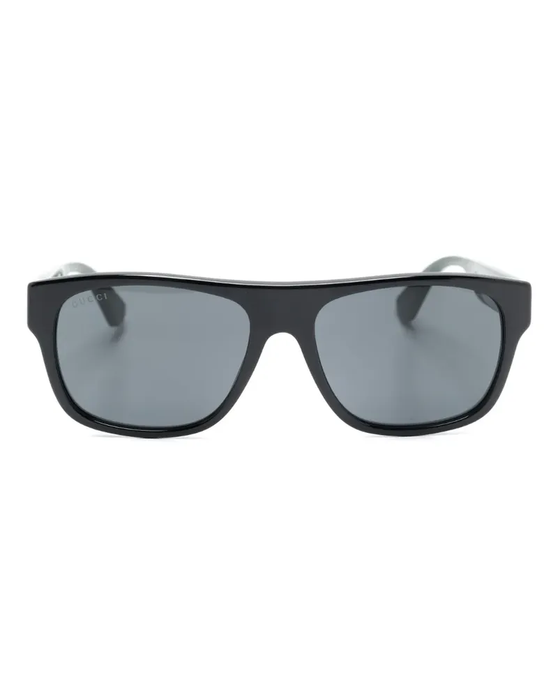Gucci Sonnenbrille mit Logo-Gravur - Schwarz Schwarz