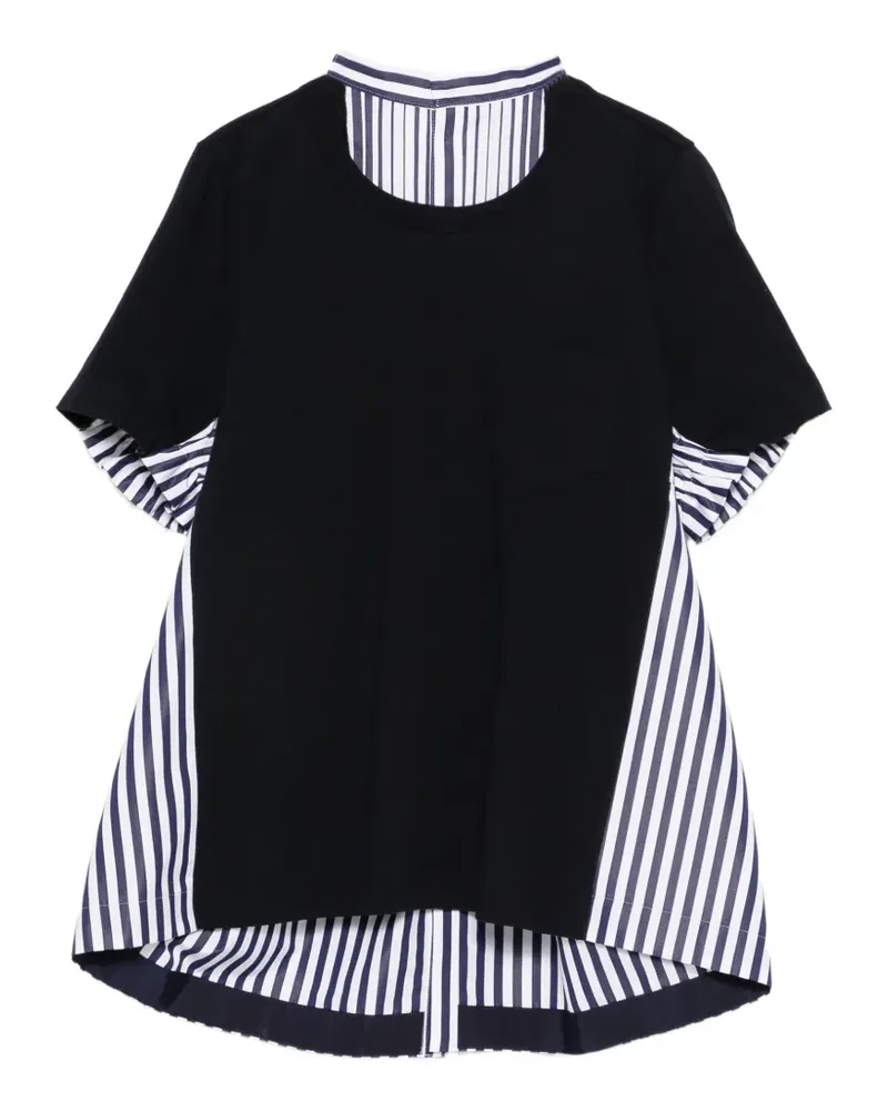 Sacai stripe pocket T-shirt - Blau Blau