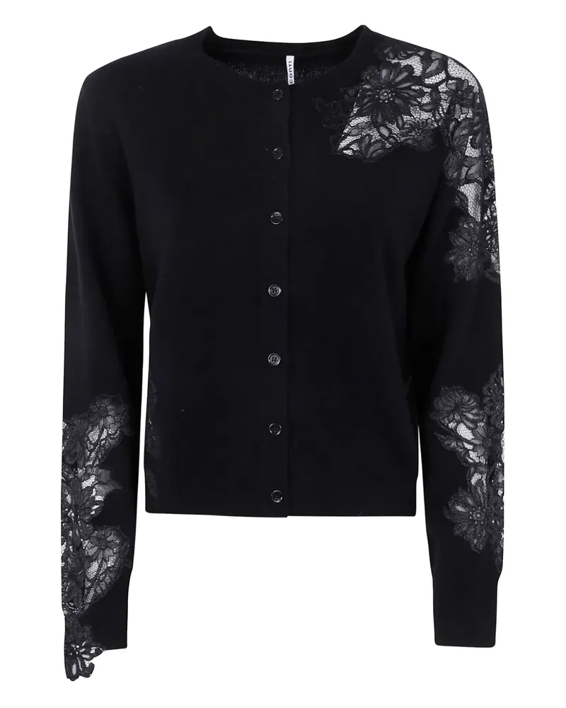 Liviana Conti Cardigan mit Spitzeneinsätzen - Schwarz Schwarz