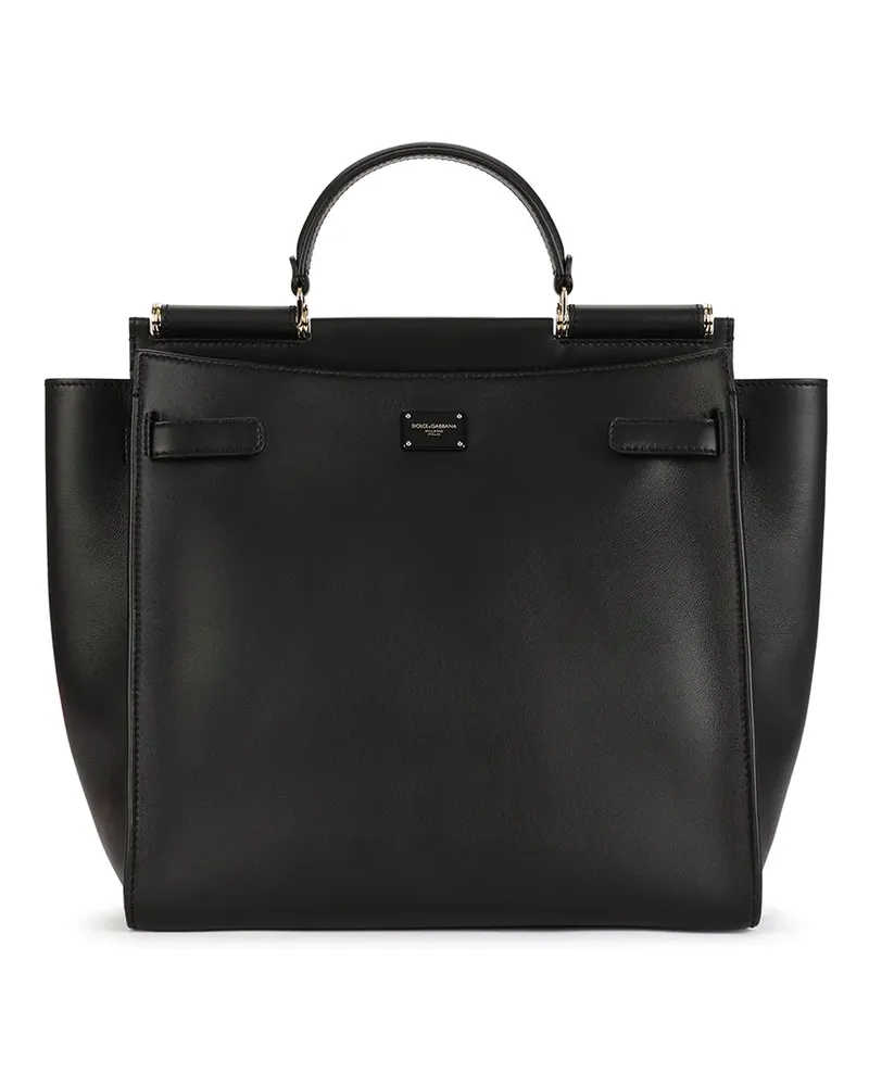 Dolce & Gabbana Handtasche mit Logo-Schild - Schwarz Schwarz