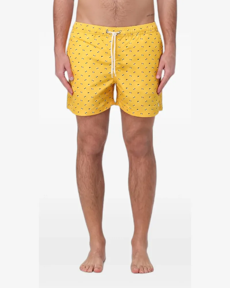 Brooksfield Badeshorts mit geometrischem Print - Gelb Gelb