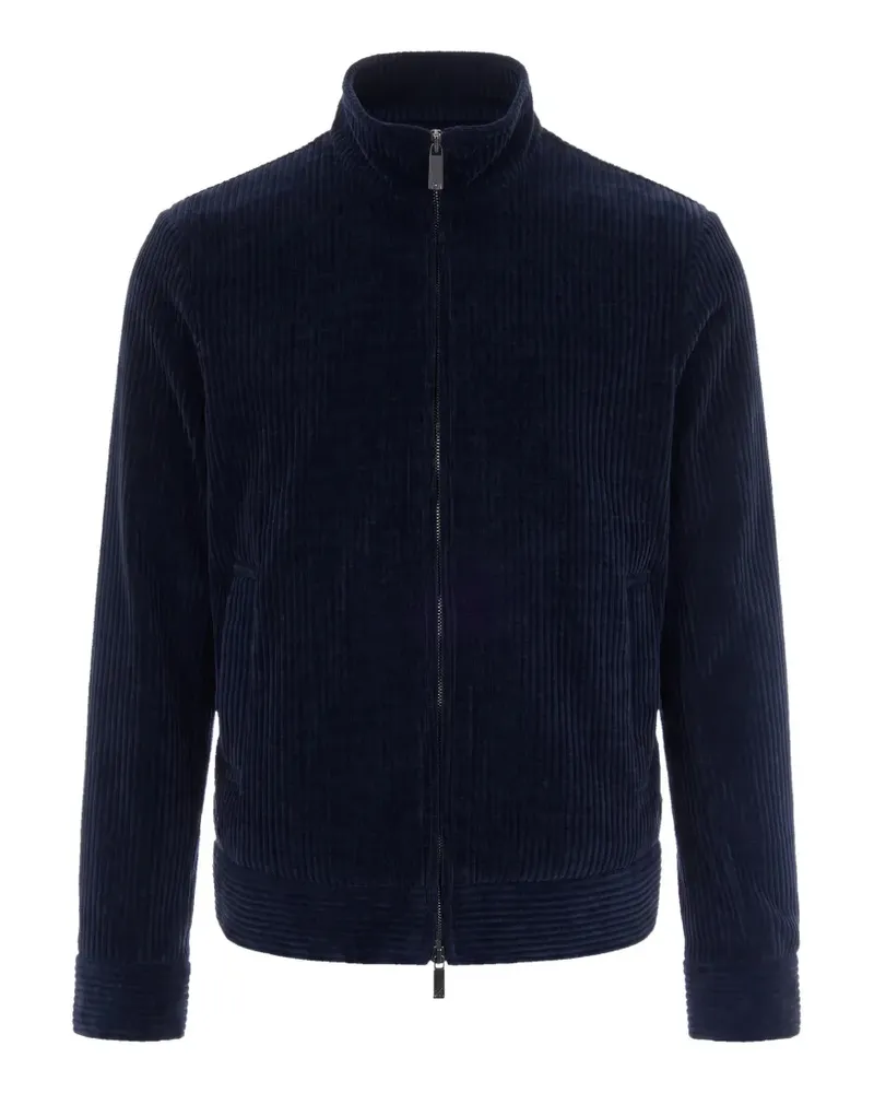 Emporio Armani ribbed-knit zip-up jacket - Blau Blau