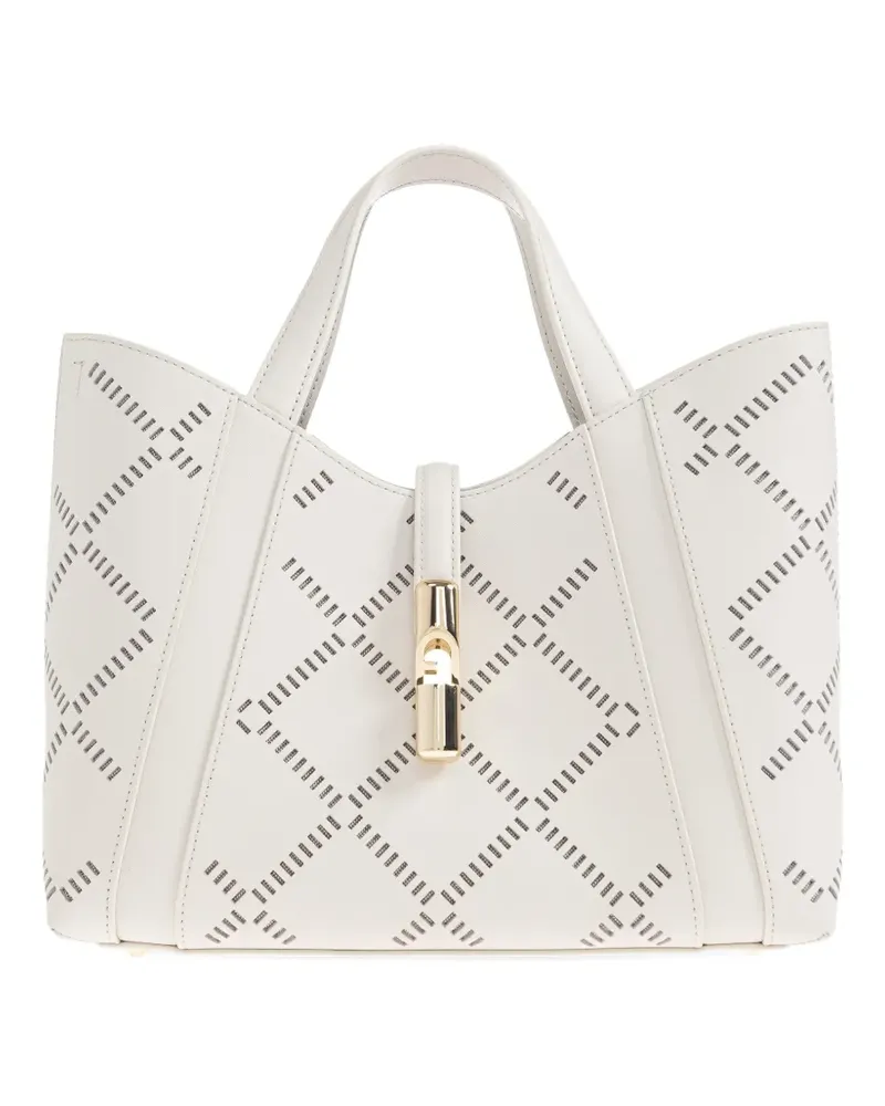 Furla Goccia perforated handle small tote bag - Weiß Weiß