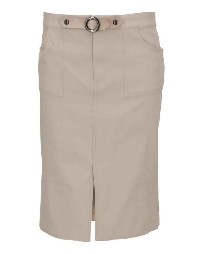 Tom Ford belted ribbed-panel midi skirt - Nude Nude
