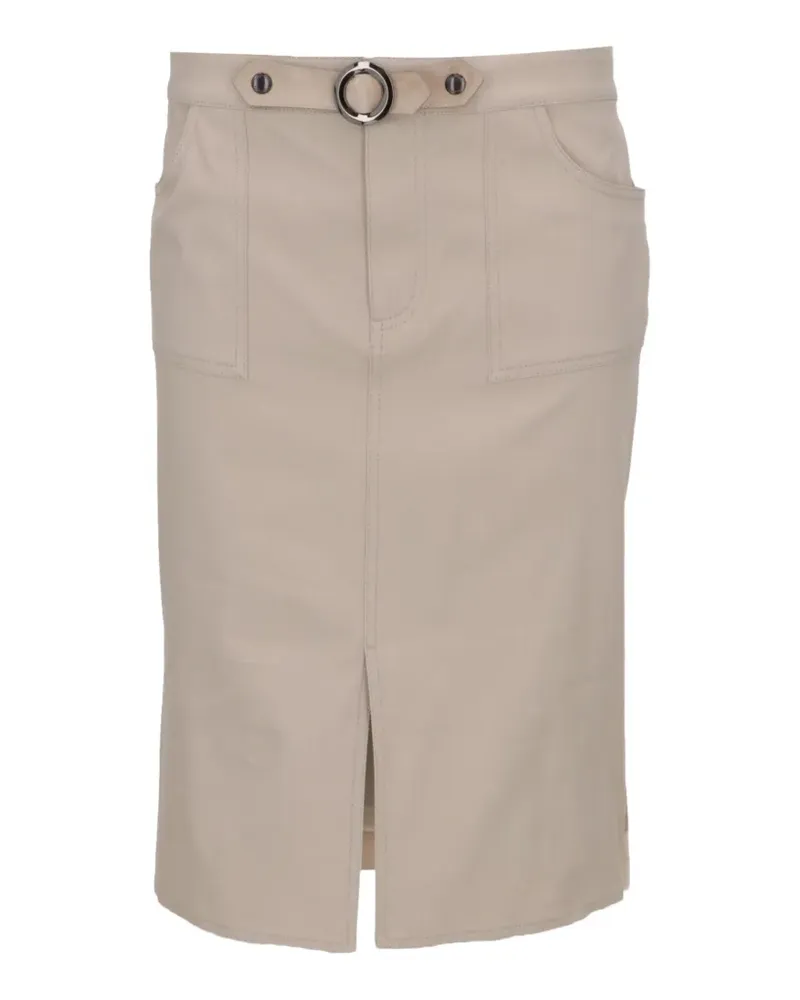 Tom Ford belted ribbed-panel midi skirt - Nude Nude