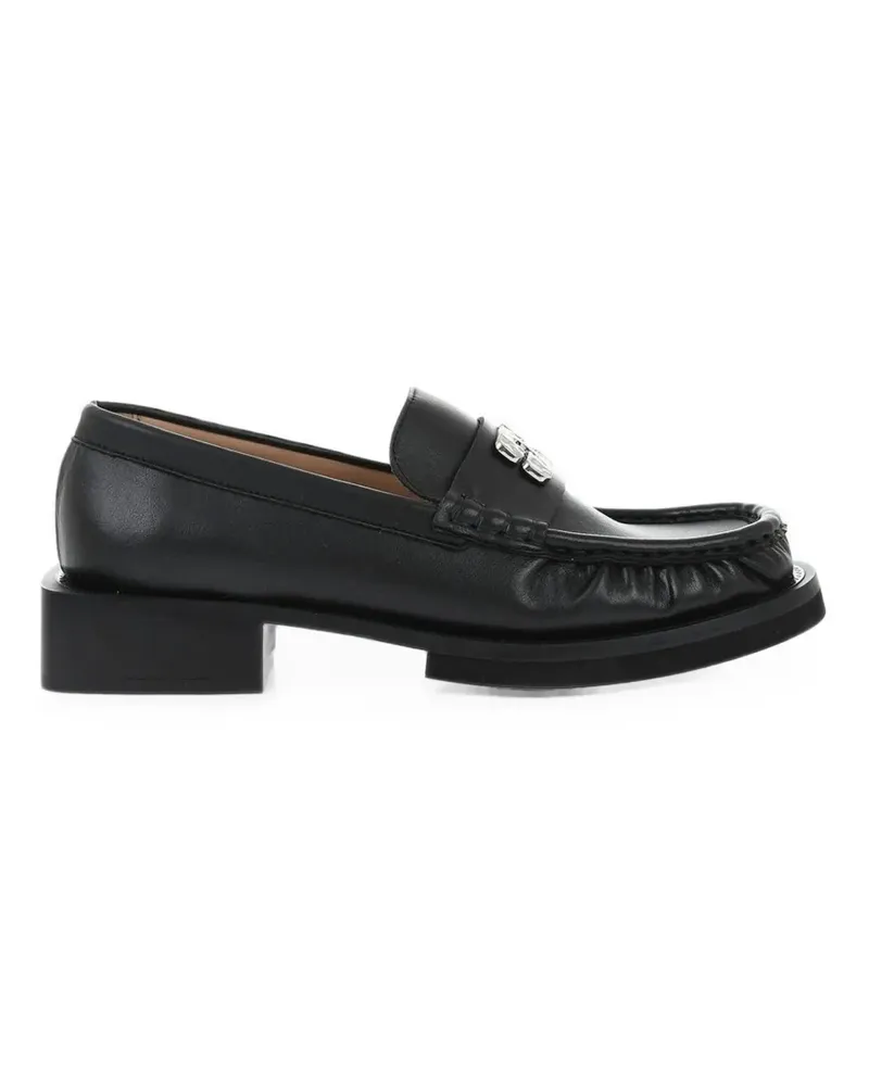 Ganni logo-plaque leather loafers - Schwarz Schwarz