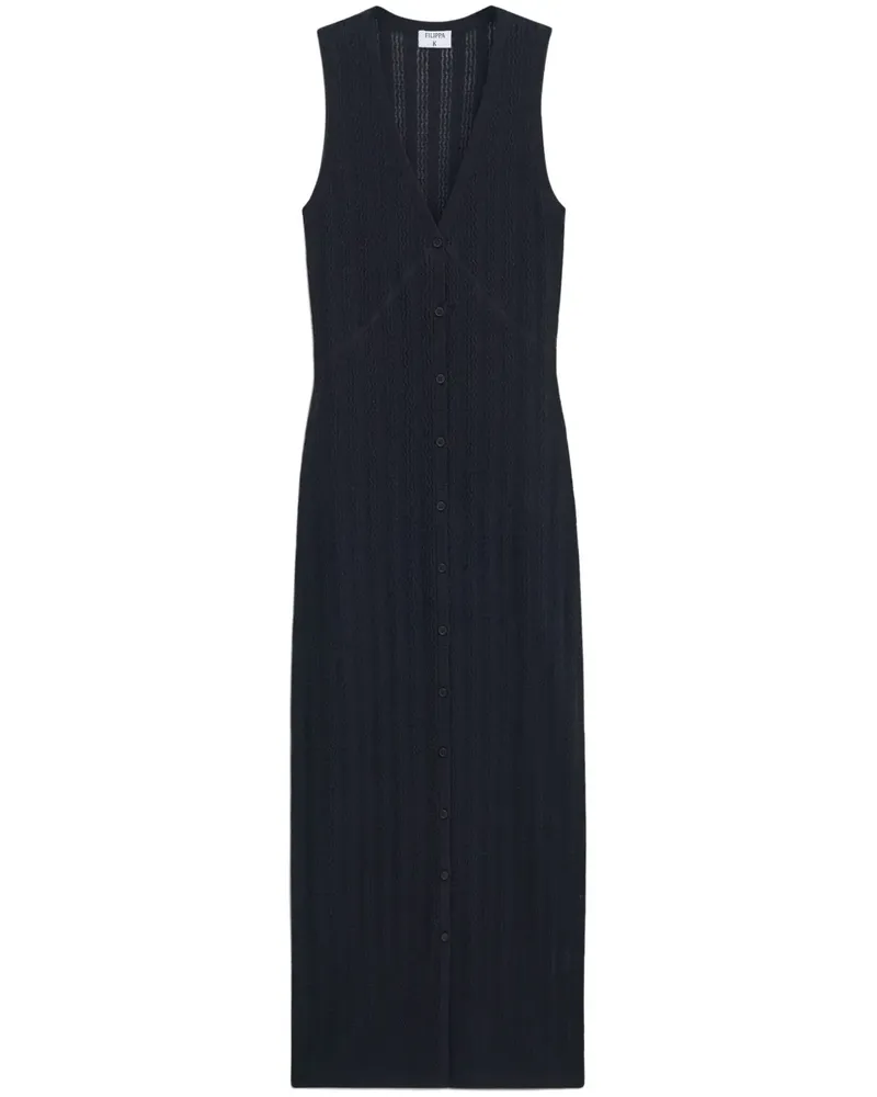 Filippa K Gestricktes Midikleid - Schwarz Schwarz