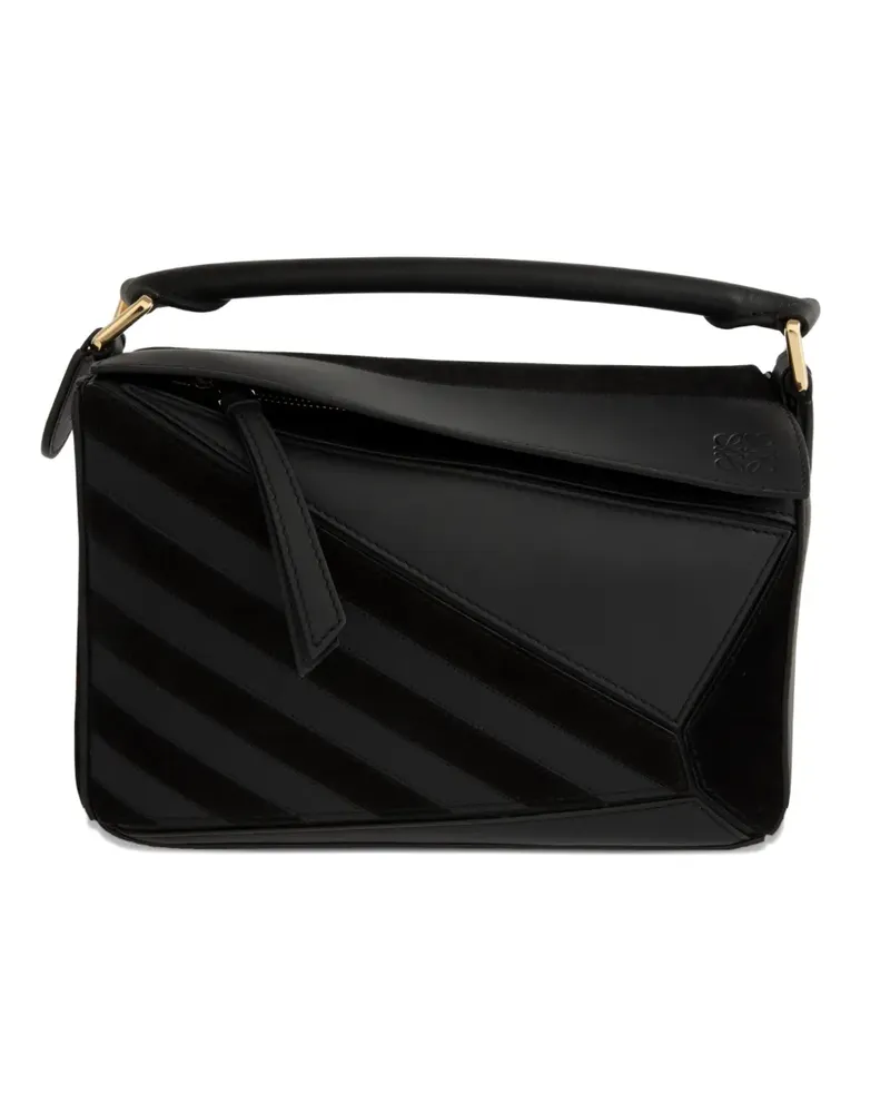 Loewe Puzzle Clutch aus Wildleder - Schwarz Schwarz