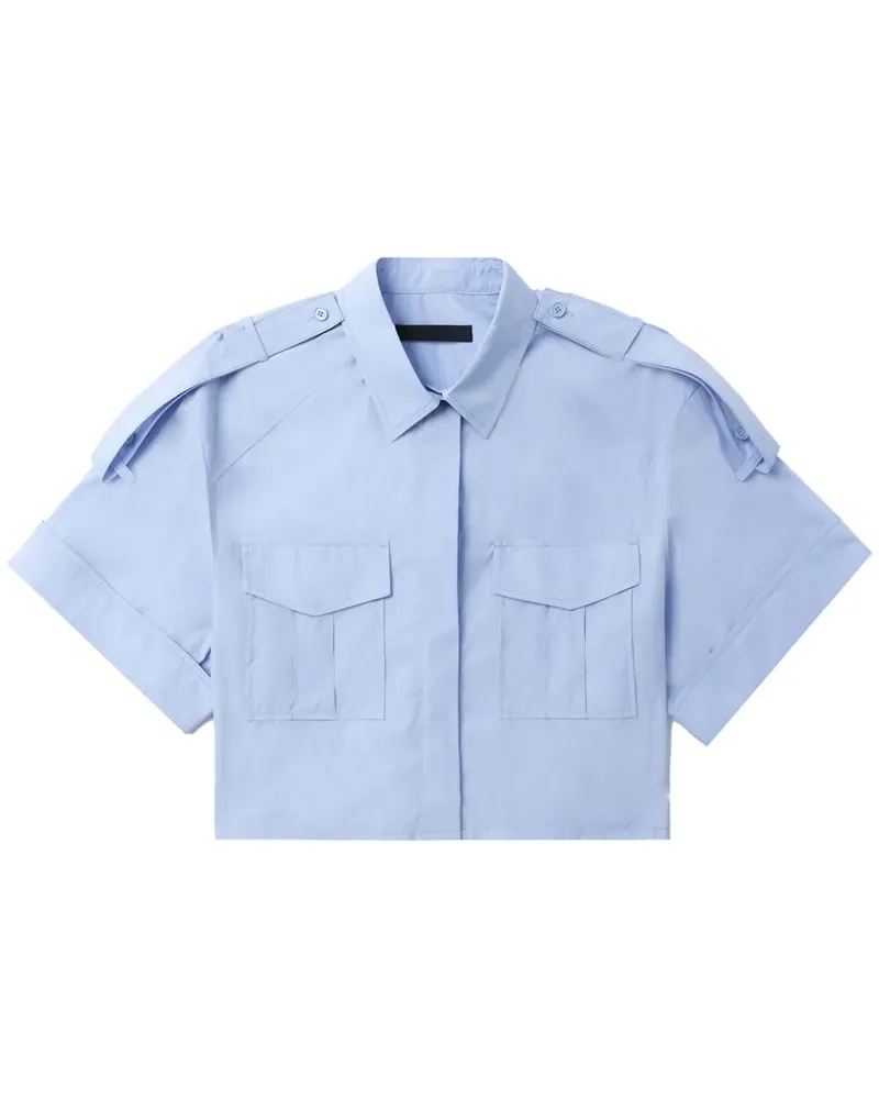 JUUN.J Cropped-Hemd mit Schulterklappen - Blau Blau