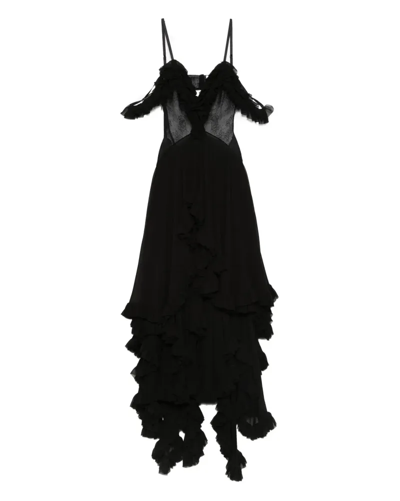 Alexander McQueen Volantkleid mit Spitzeneinsätzen - Schwarz Schwarz