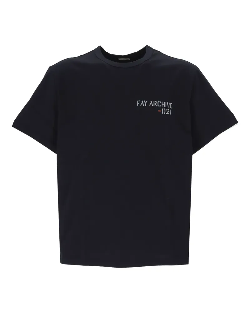 Fay T-Shirt mit Logo-Print - Schwarz Schwarz
