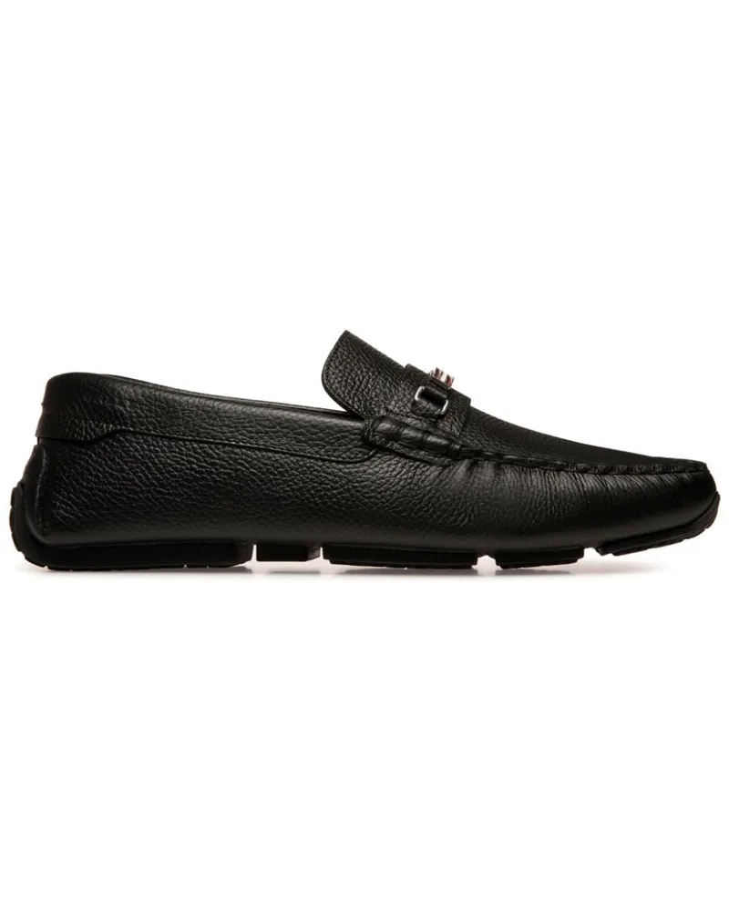 Bally Pilot Driver Ebano Loafer aus strukturiertem Leder Schwarz