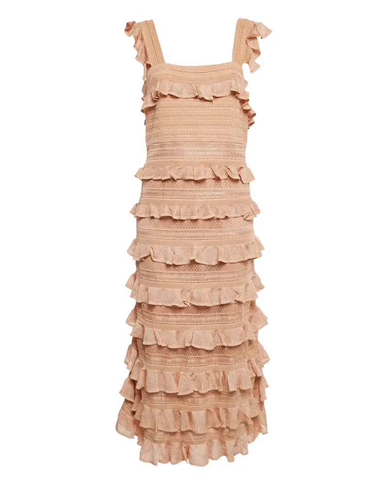 Zimmermann knit frilled midi dress - Nude Nude