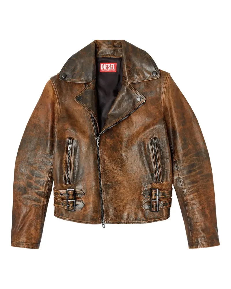 Diesel L-Eon leather jacket - Braun Braun