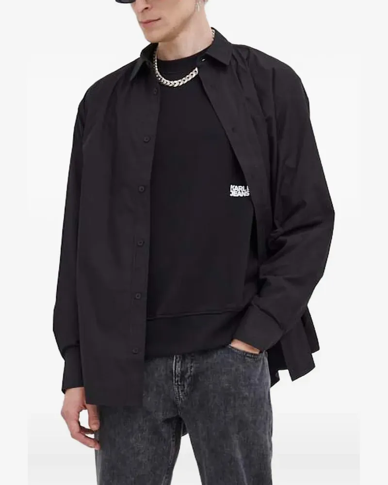 Karl Lagerfeld Hemd mit Logo-Patch - Schwarz Schwarz