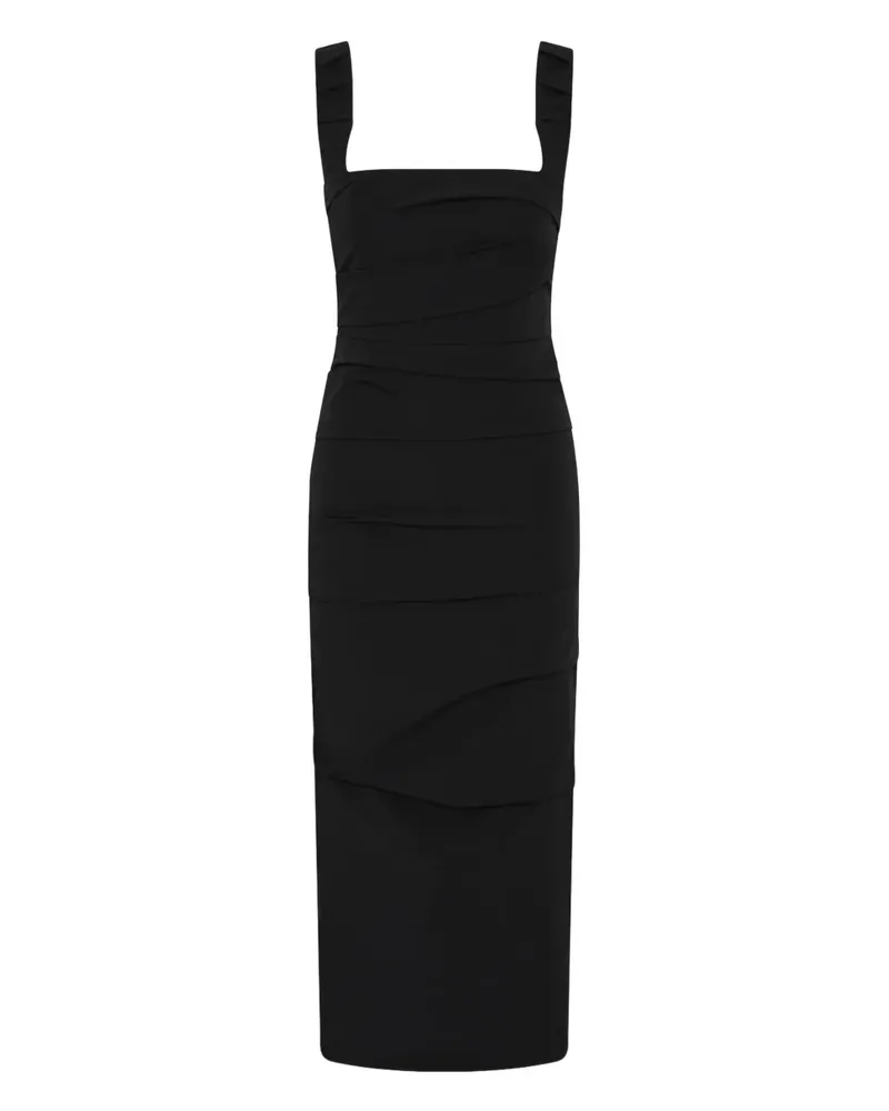 Rachel Gilbert Drapiertes Midikleid mit eckigem Ausschnitt - Schwarz Schwarz