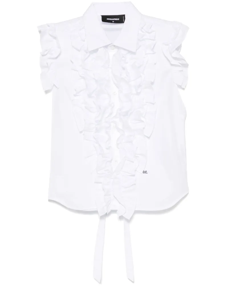 Dsquared2 Gerüschte Bluse im Mustermix - Weiß Weiß