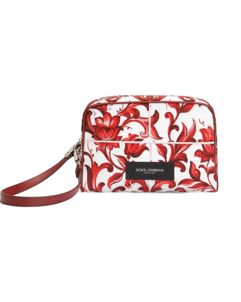 Dolce & Gabbana Essenza Popeline Handtasche mit Majolika-Print - Rot Rot