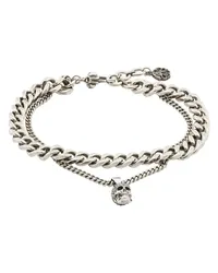 Alexander McQueen Kettenarmband mit Totenkopf-Anhänger Silber