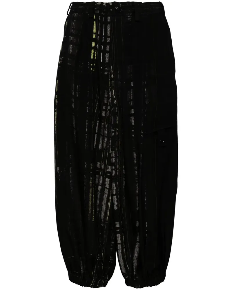 Yohji Yamamoto Karierte Tapered-Hose - Schwarz Schwarz