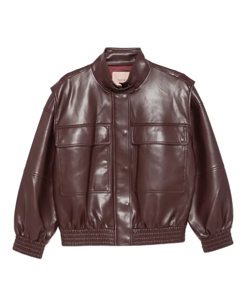 Twin-Set Lederjacke mit Stehkragen - Rot Rot