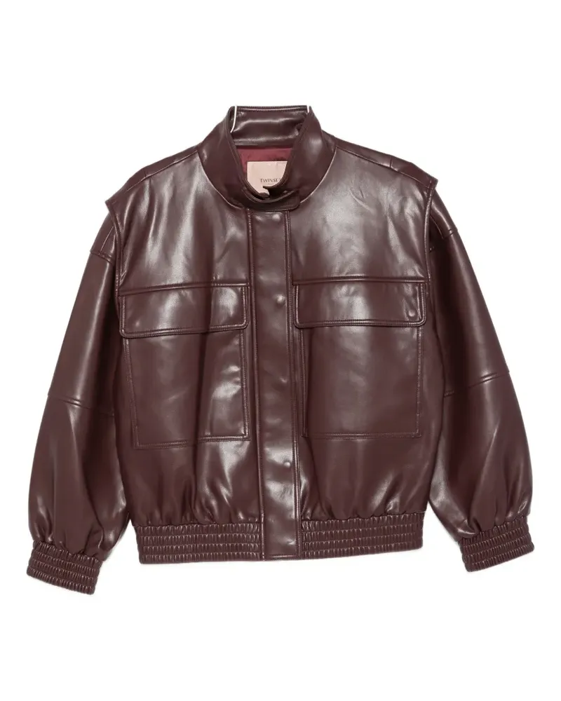 Twin-Set Lederjacke mit Stehkragen - Rot Rot