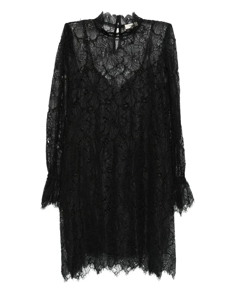 Suncoo Spitzenkleid mit Stehkragen - Schwarz Schwarz