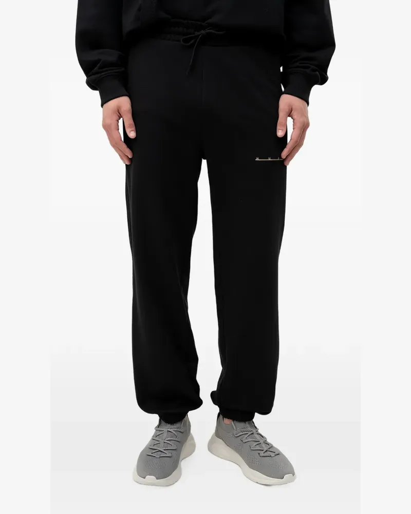HUGO BOSS relaxed-fit cotton pants with streetwear logo - Schwarz Schwarz