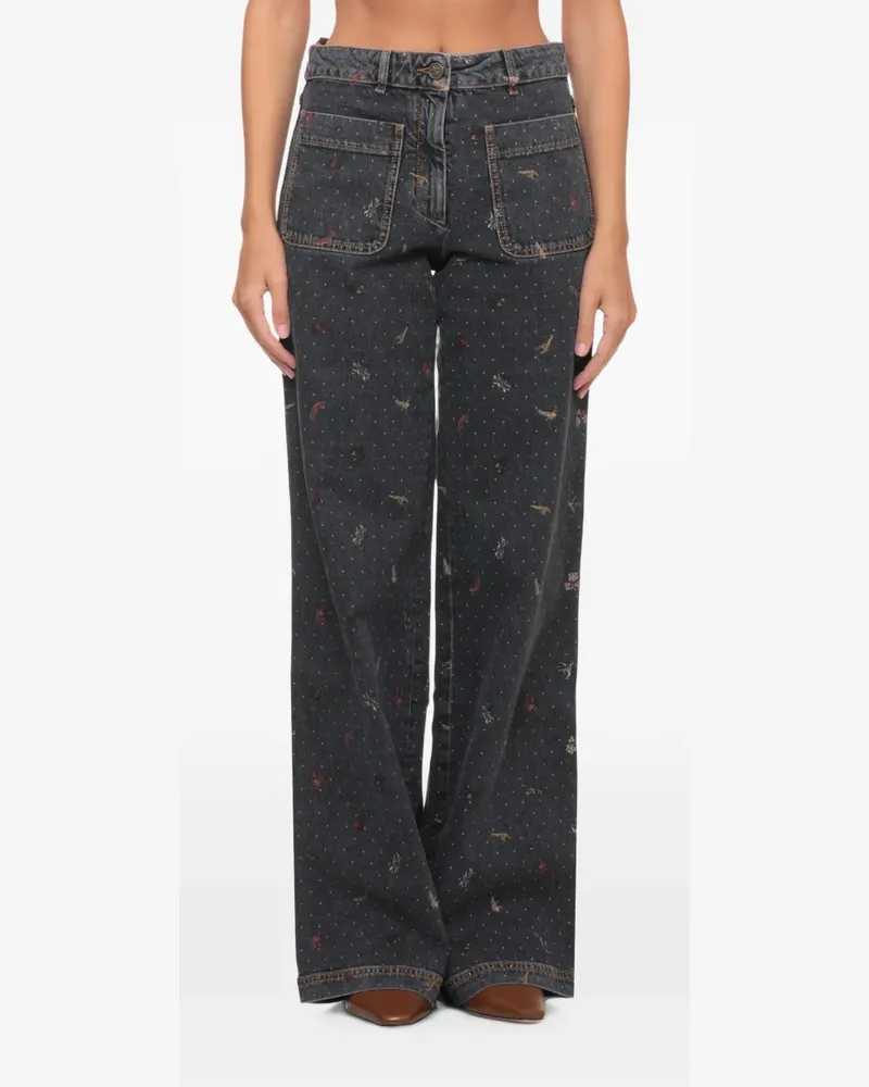 Etro Bestickte Jeans mit Polka Dots - Grau Grau