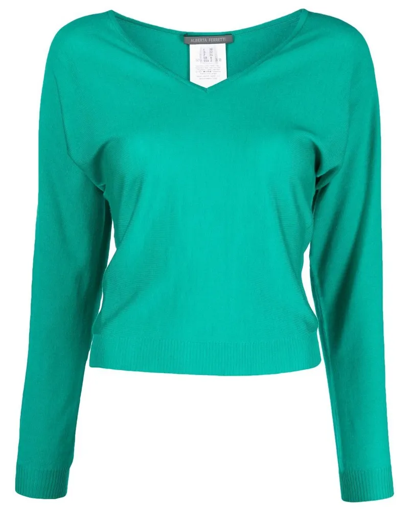 Alberta Ferretti Sweatshirt mit V-Ausschnitt - Grün Grün