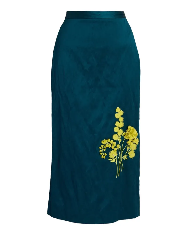 Erdem Bestickter Midirock aus Satin - Blau Blau