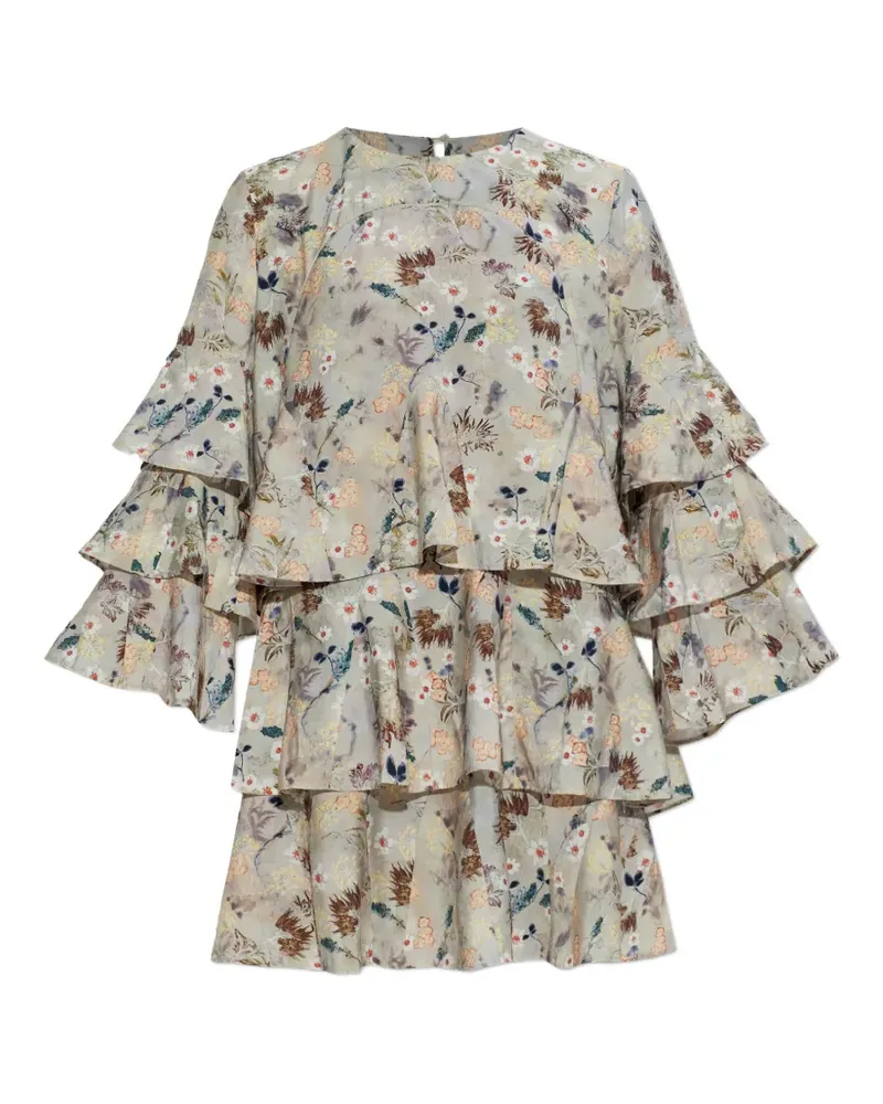 MUNTHE Brazos ruffled floral-print mini dress - Nude Nude